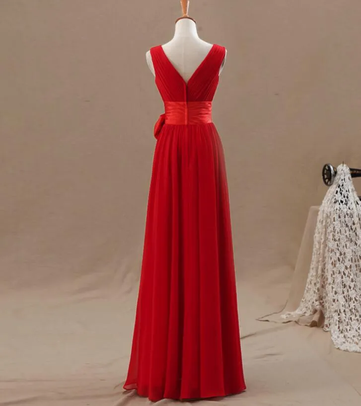 Red Chiffon Bridesmaid Dress, Simple Party Dress, A-line Party Dress