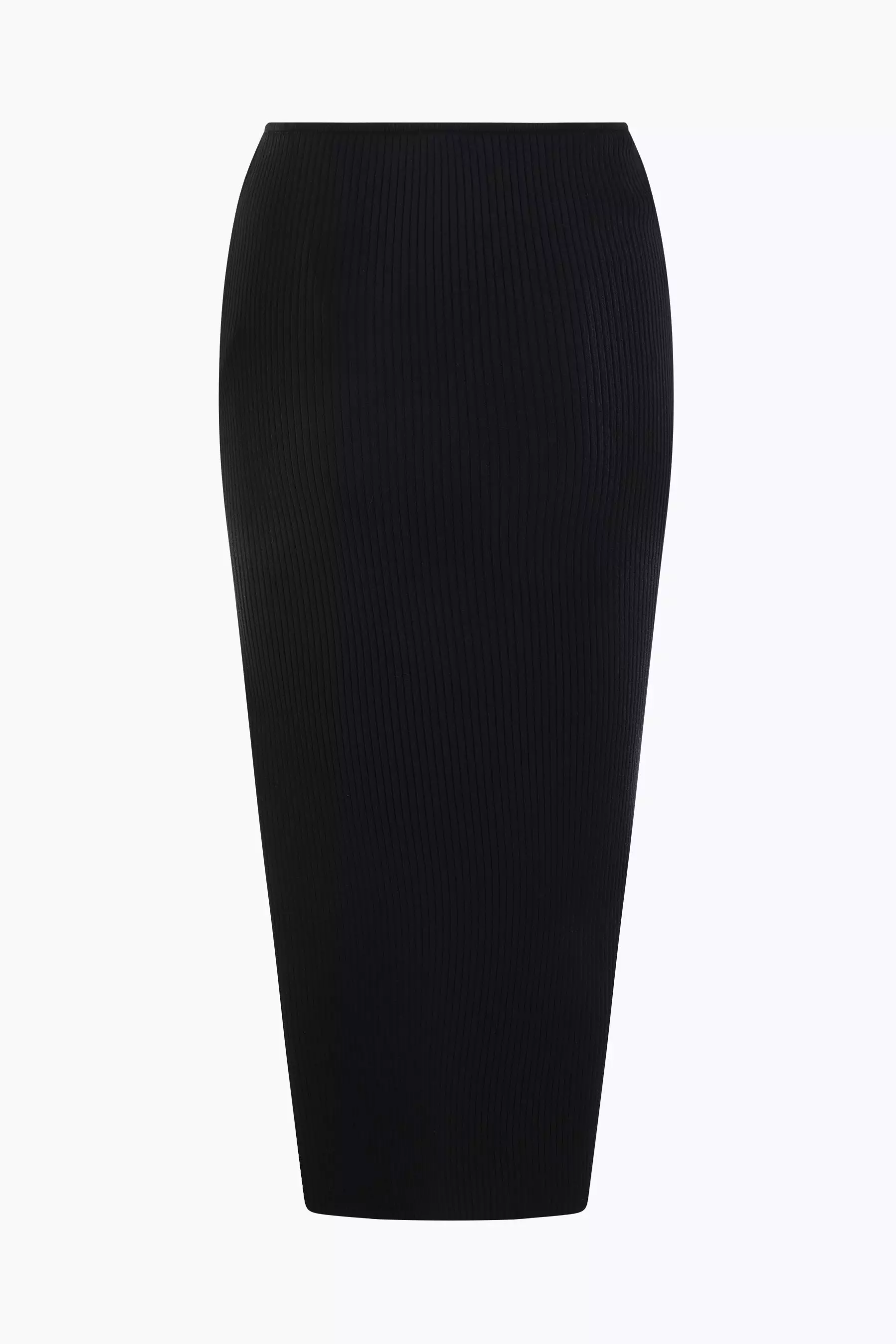 ribbed knit pencil skirt with slit