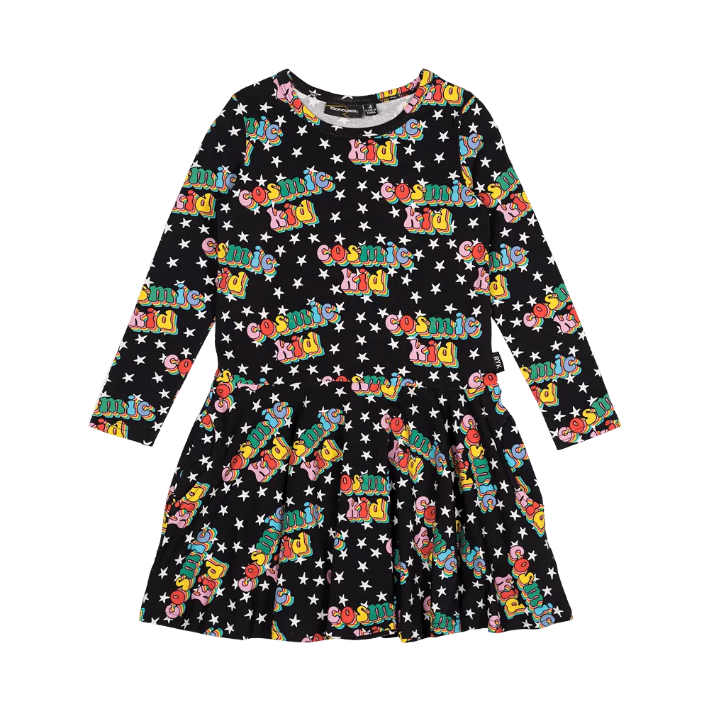 Rock Your Baby Cosmic Kid LS Drop Waist Dress