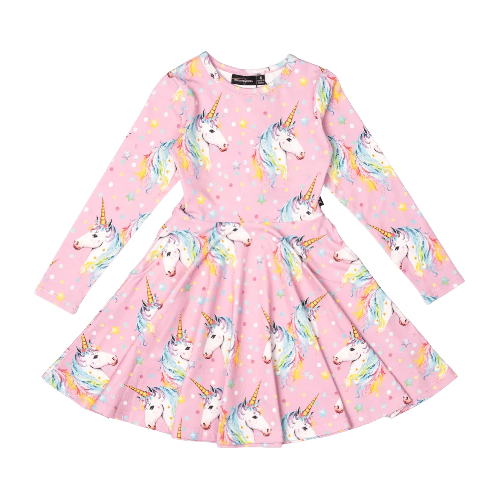 Rock Your Baby Dotty Unicorn Waisted Dress