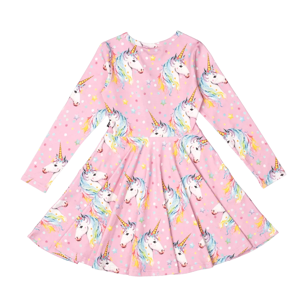 Rock Your Baby Dotty Unicorn Waisted Dress