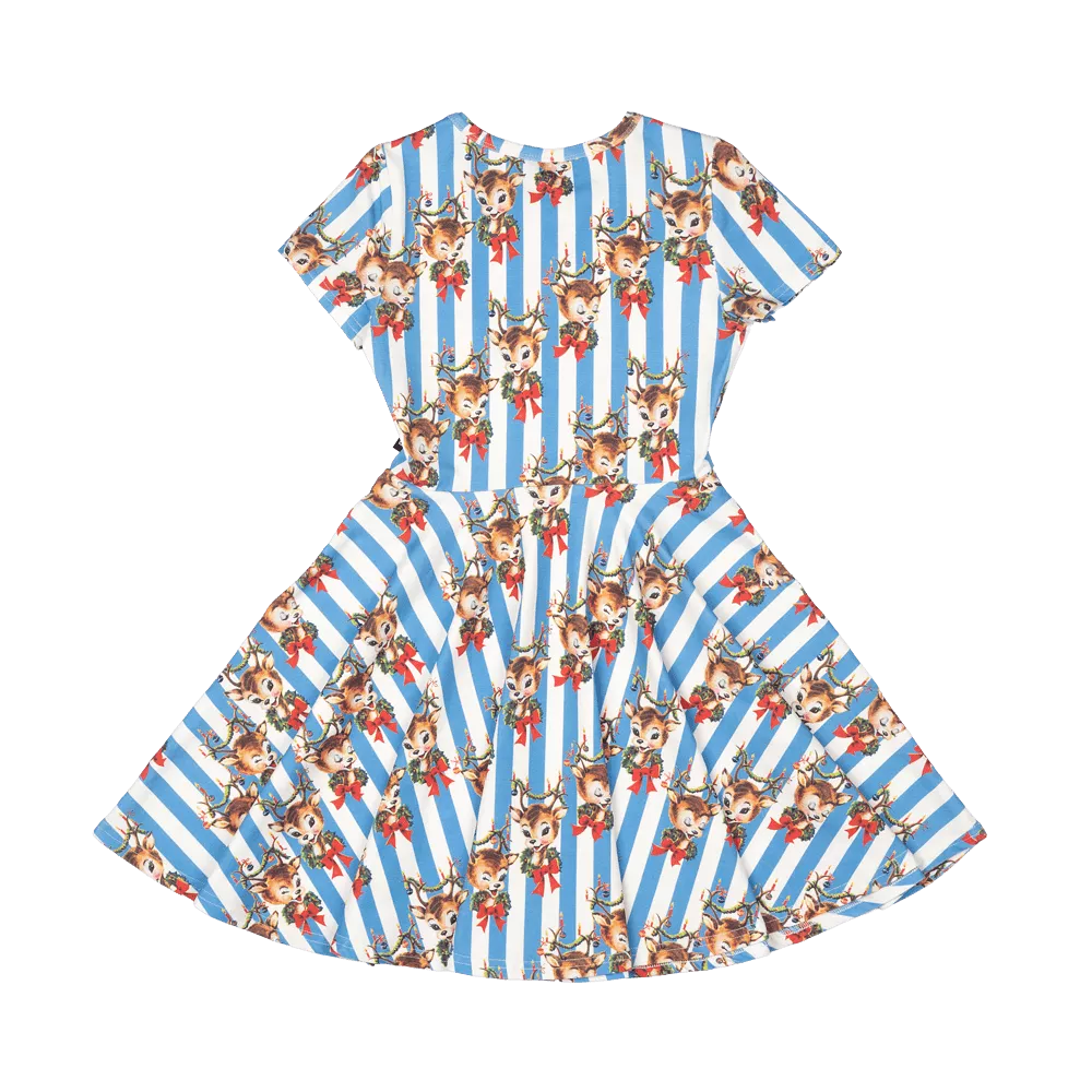 Rock Your Baby Reindeer Cheer Waisted Dress