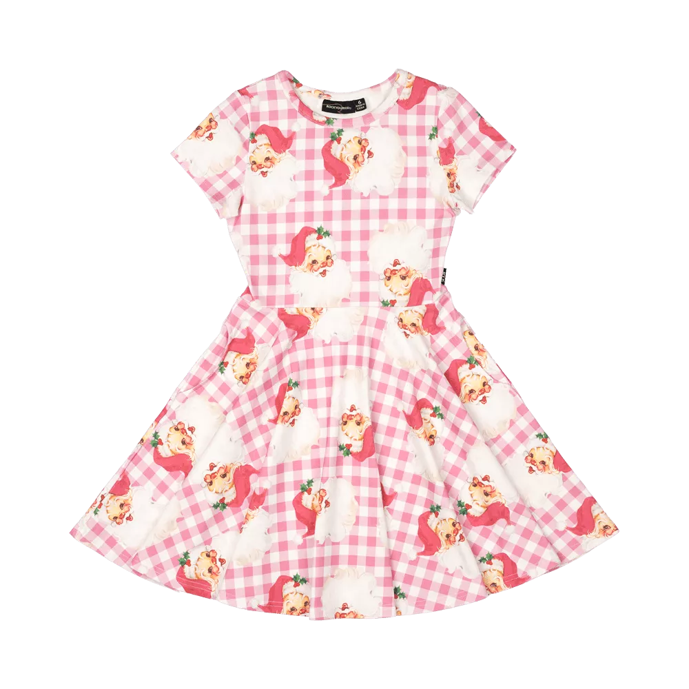 Rock Your Baby Santa Gingham Waisted Dress