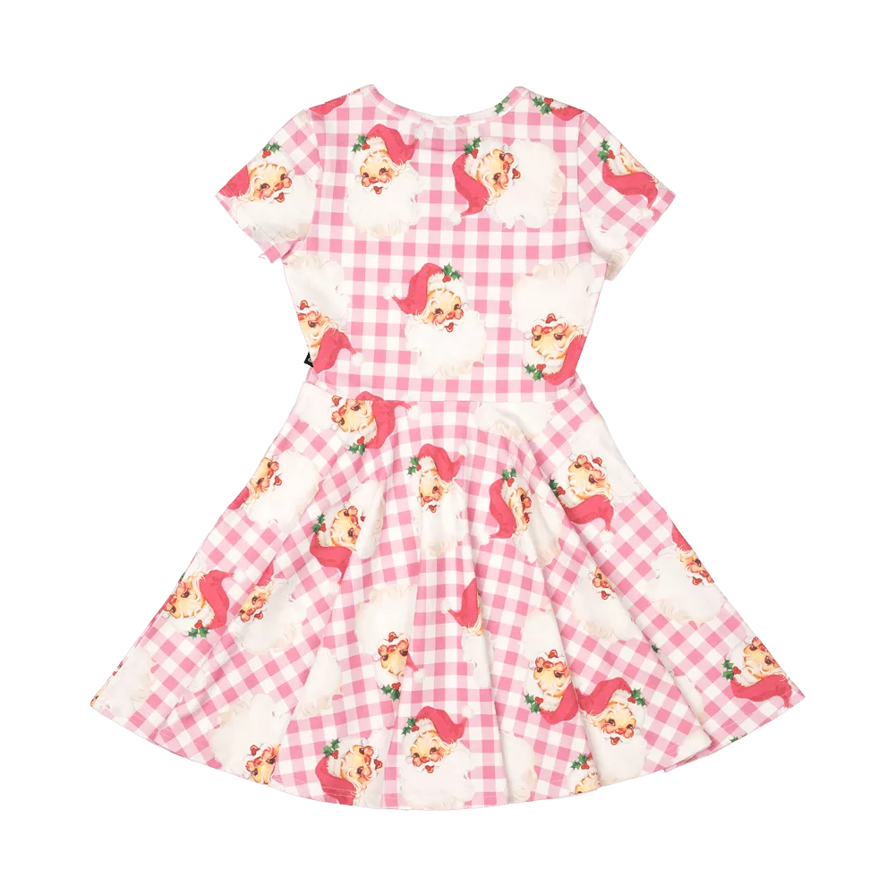 Rock Your Baby Santa Gingham Waisted Dress