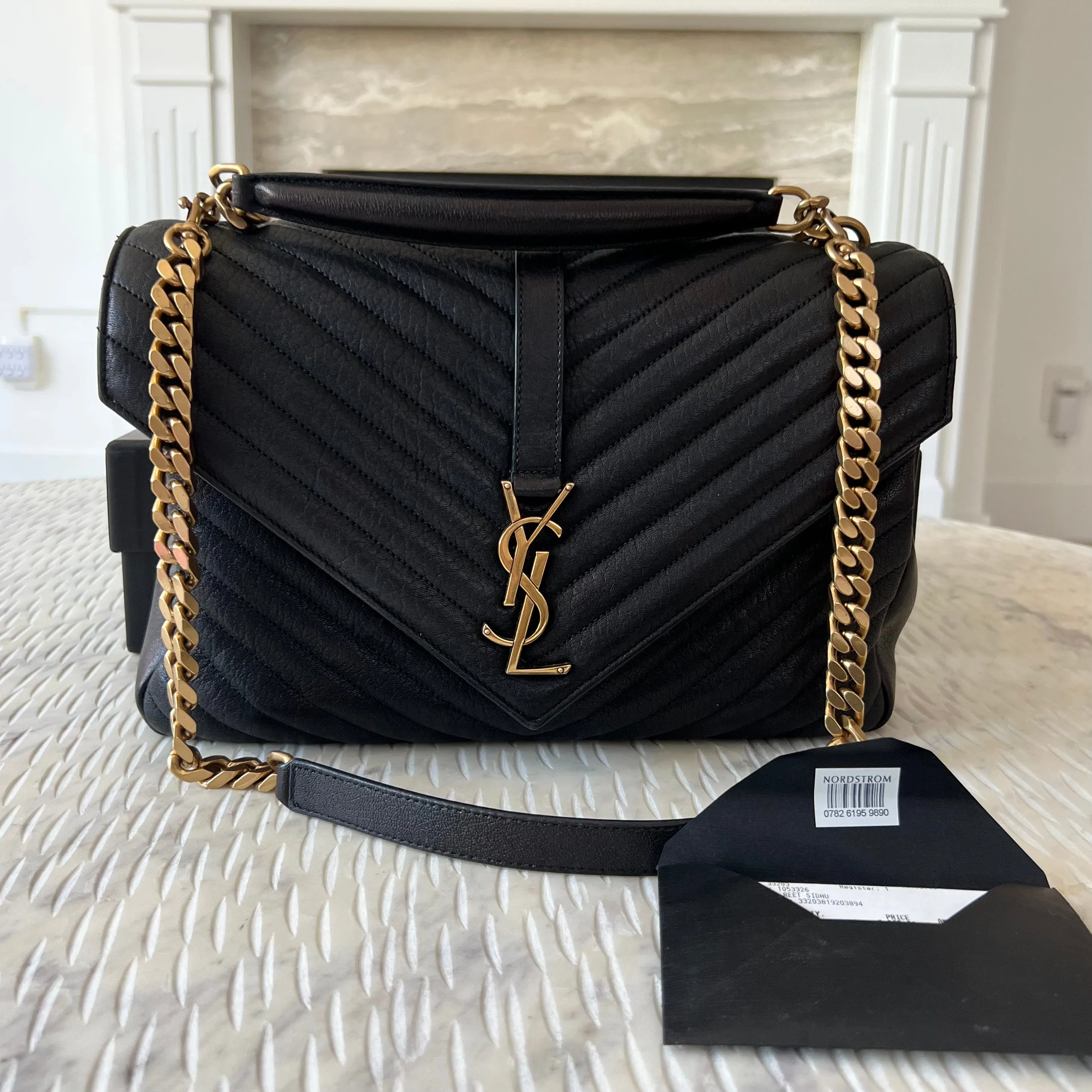 Saint Laurent COLLEGE LARGE CHAIN BAG IN QUILTED LEATHER