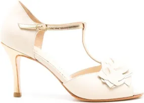 Sarah Chofakian Eve 80mm T-bar sandals White