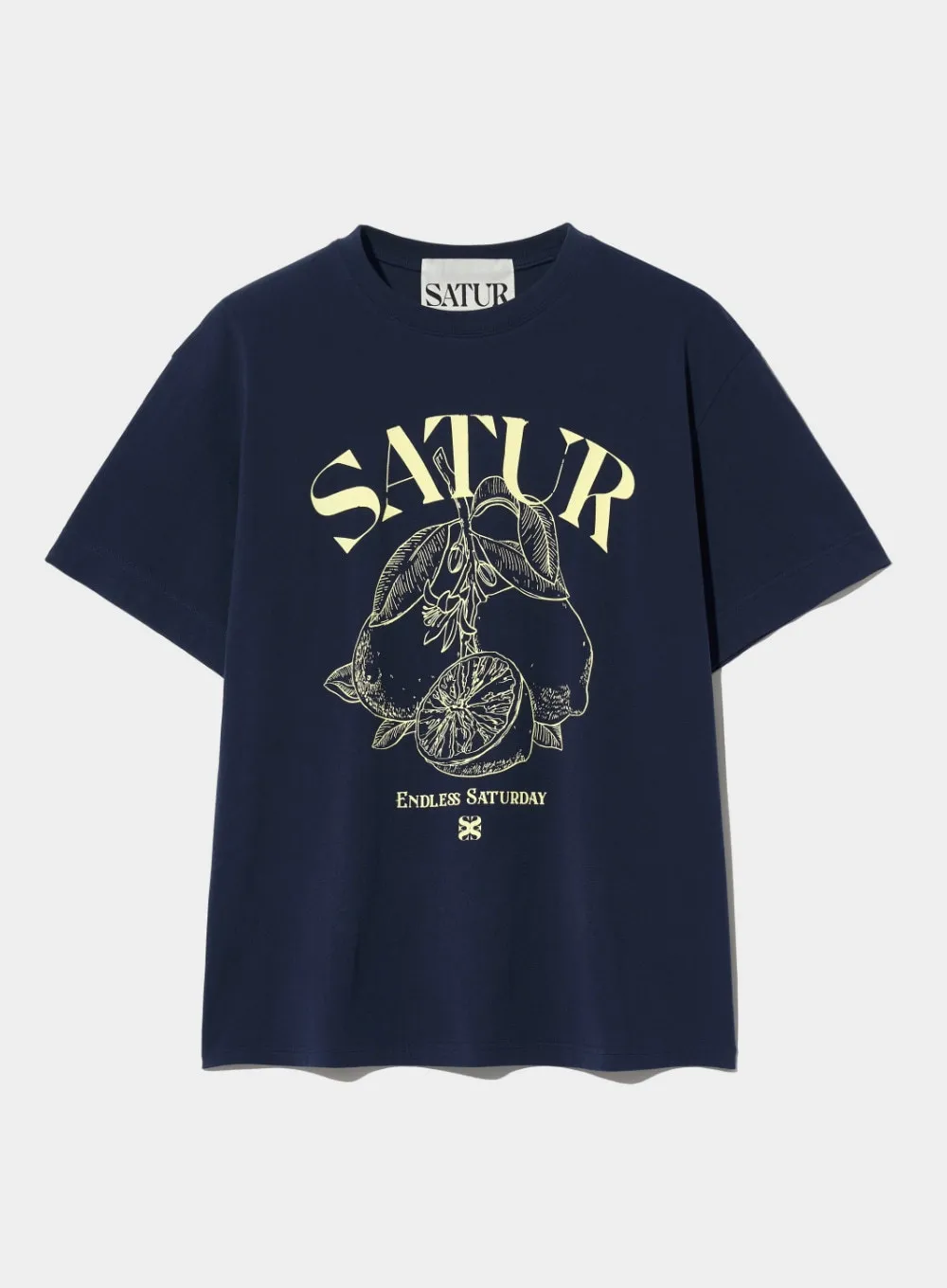 SATUR  |Street Style U-Neck Cotton Short Sleeves Oversized Logo