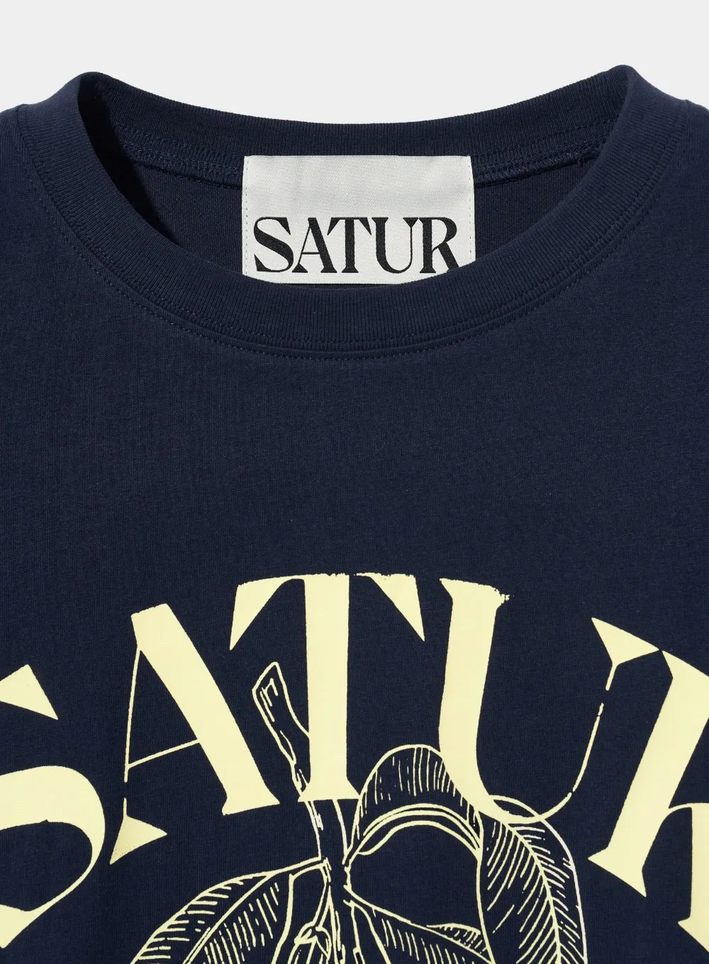 SATUR  |Street Style U-Neck Cotton Short Sleeves Oversized Logo