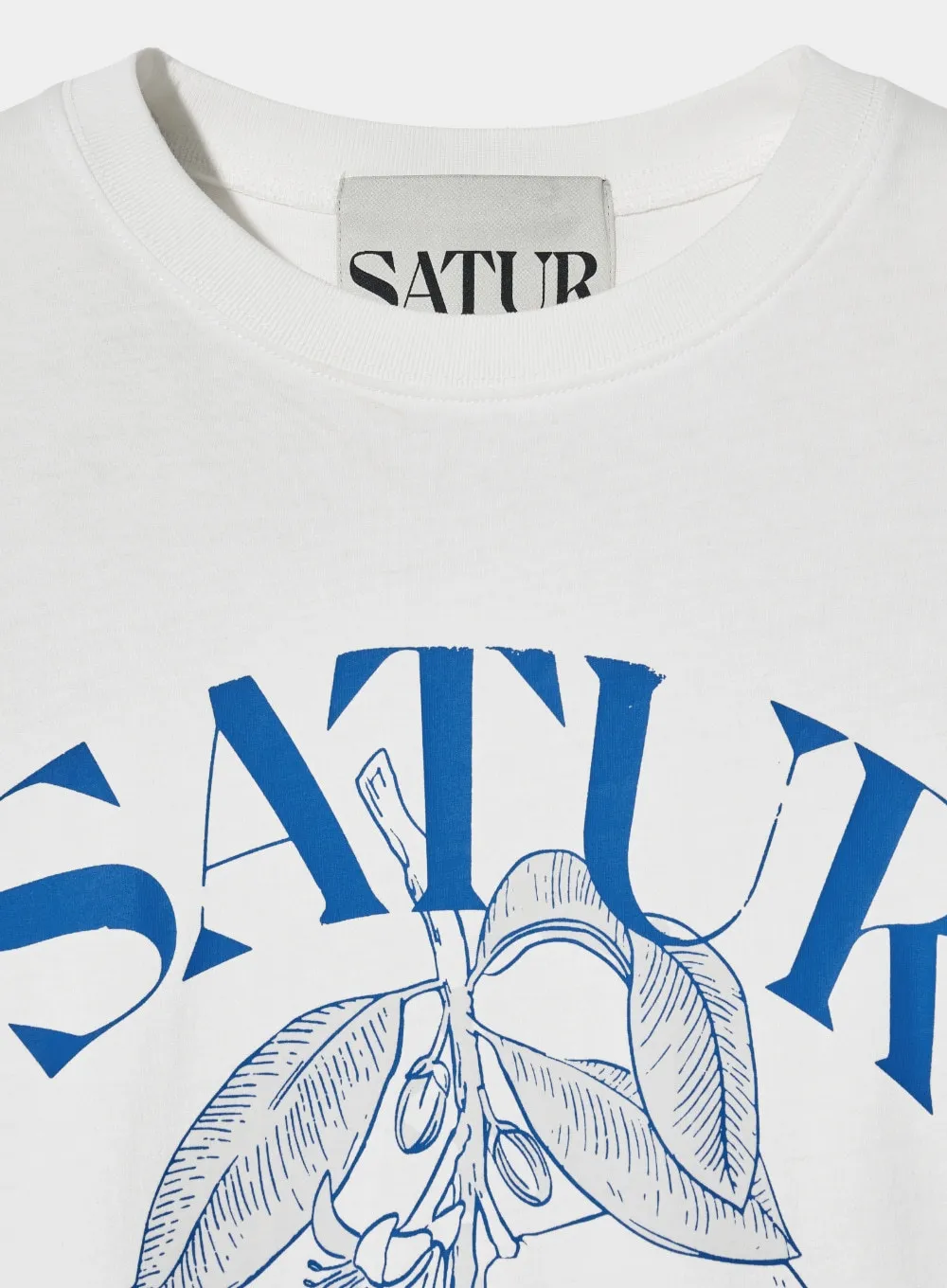 SATUR  |Street Style U-Neck Cotton Short Sleeves Oversized Logo