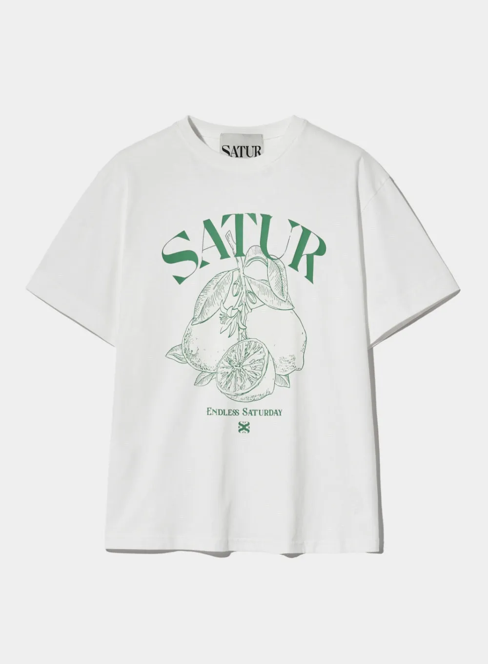 SATUR  |Street Style U-Neck Cotton Short Sleeves Oversized Logo