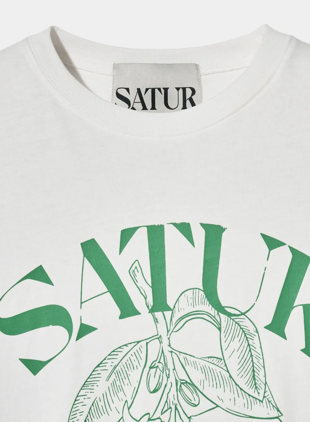 SATUR  |Street Style U-Neck Cotton Short Sleeves Oversized Logo