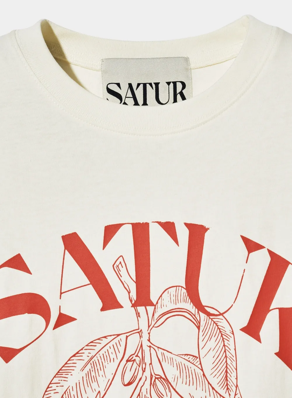 SATUR  |Street Style U-Neck Cotton Short Sleeves Oversized Logo