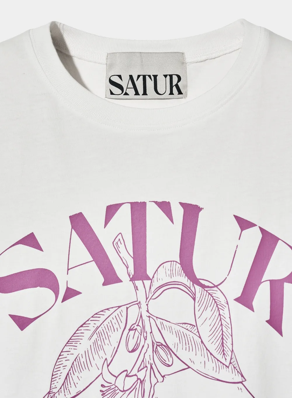 SATUR  |Street Style U-Neck Cotton Short Sleeves Oversized Logo