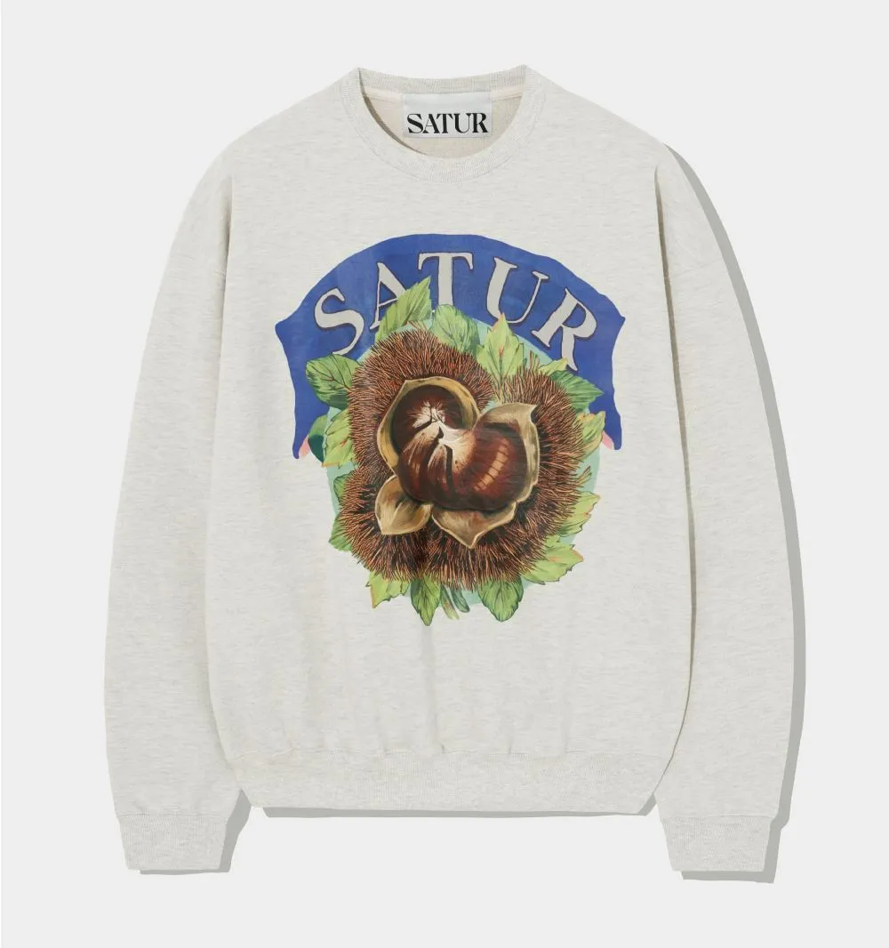 SATUR  |Unisex Street Style Long Sleeves Oversized Logo Sweatshirts