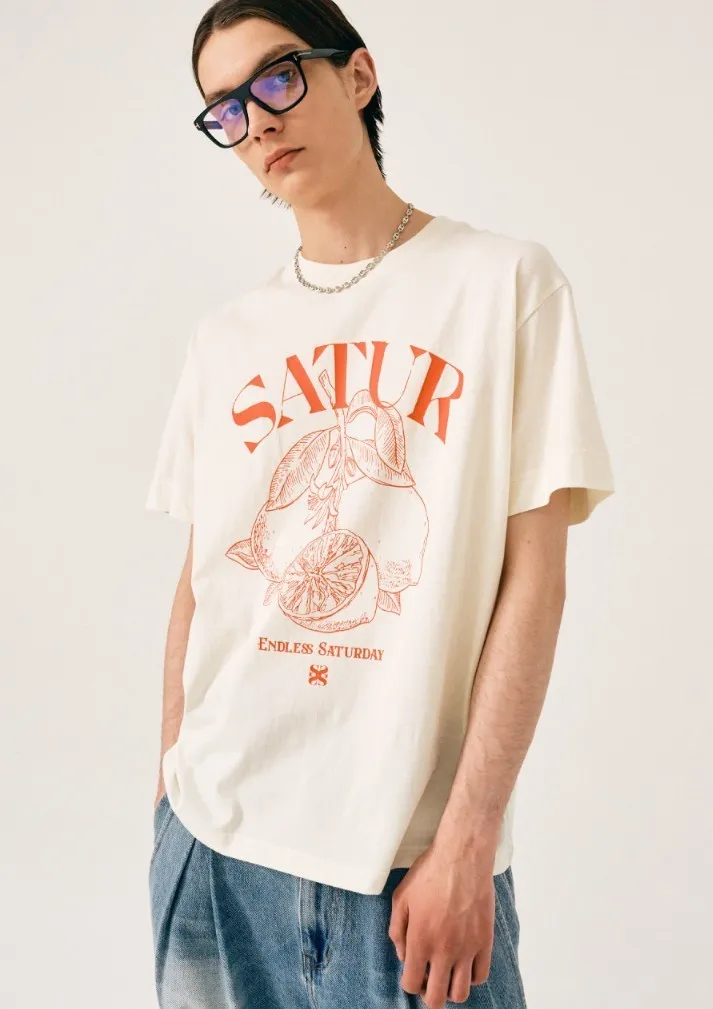 SATUR  |Unisex Street Style Plain Cotton Short Sleeves Oversized