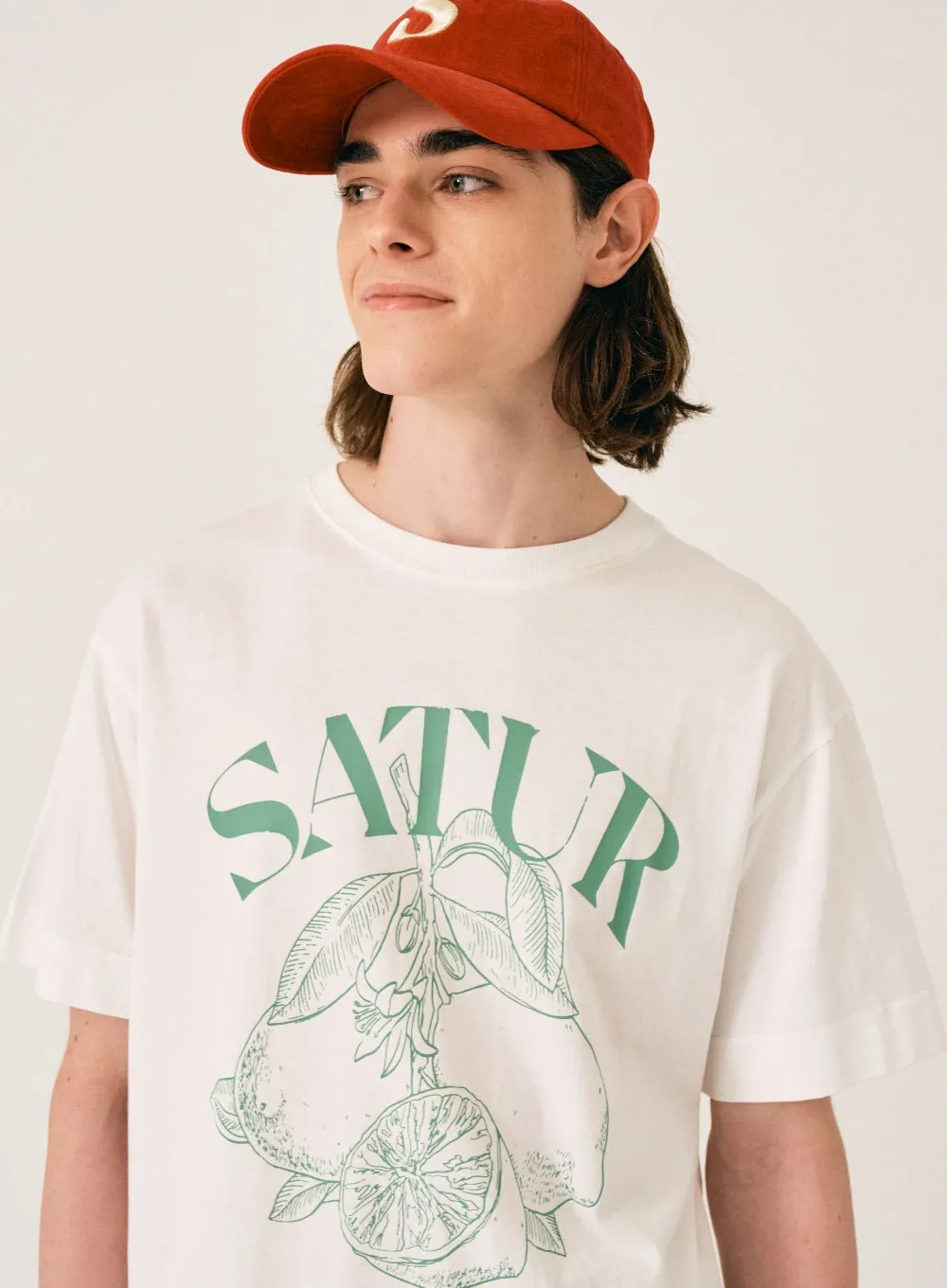 SATUR  |Unisex Street Style Plain Cotton Short Sleeves Oversized