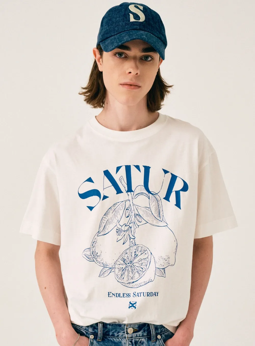 SATUR  |Unisex Street Style Plain Cotton Short Sleeves Oversized