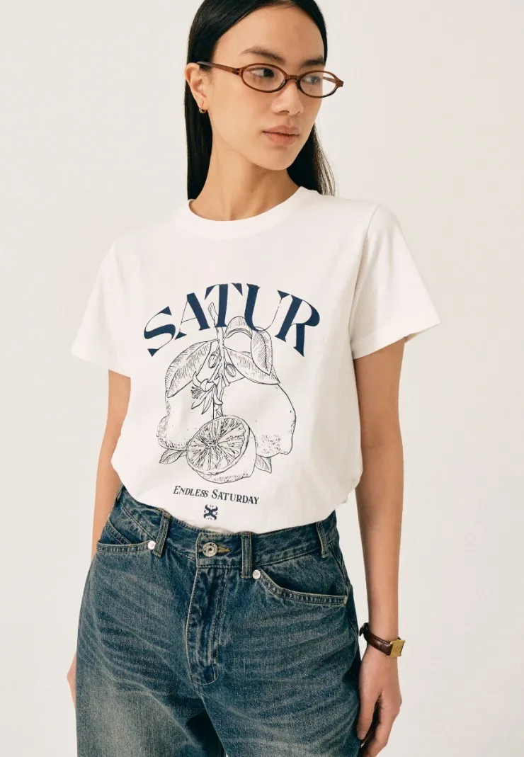 SATUR  |Unisex Street Style Plain Cotton Short Sleeves Oversized