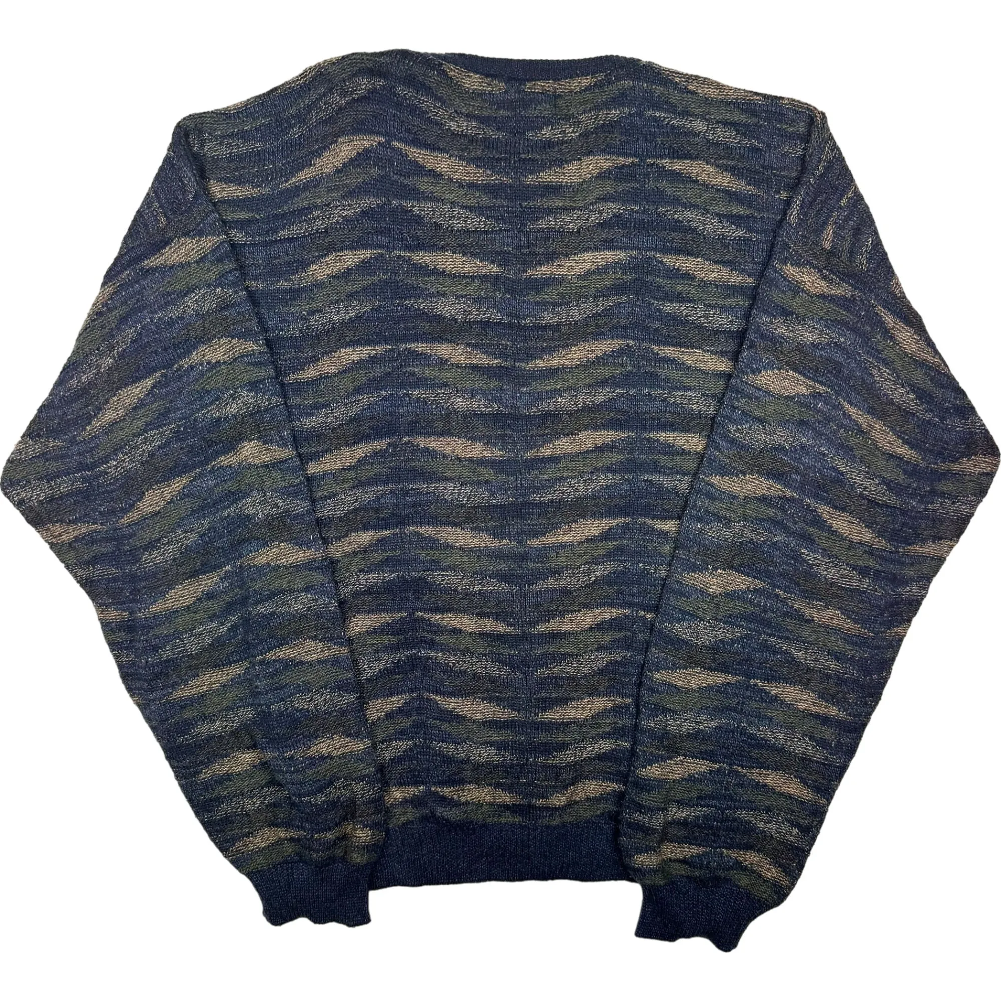 Serafini Knitted Sweater Navy Green Beige