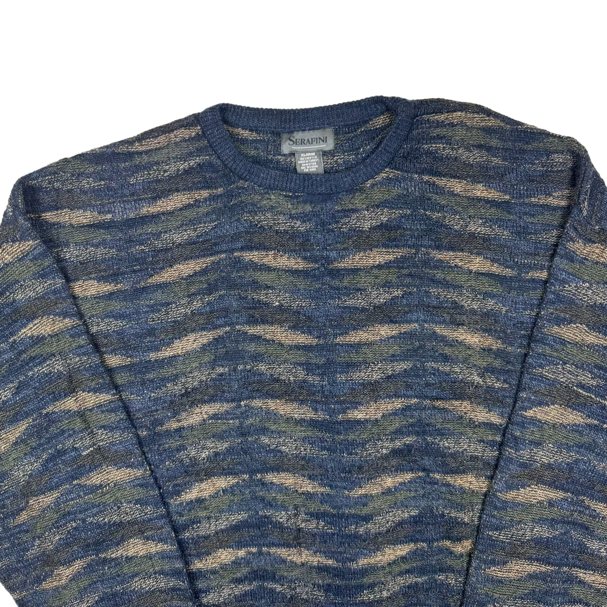 Serafini Knitted Sweater Navy Green Beige