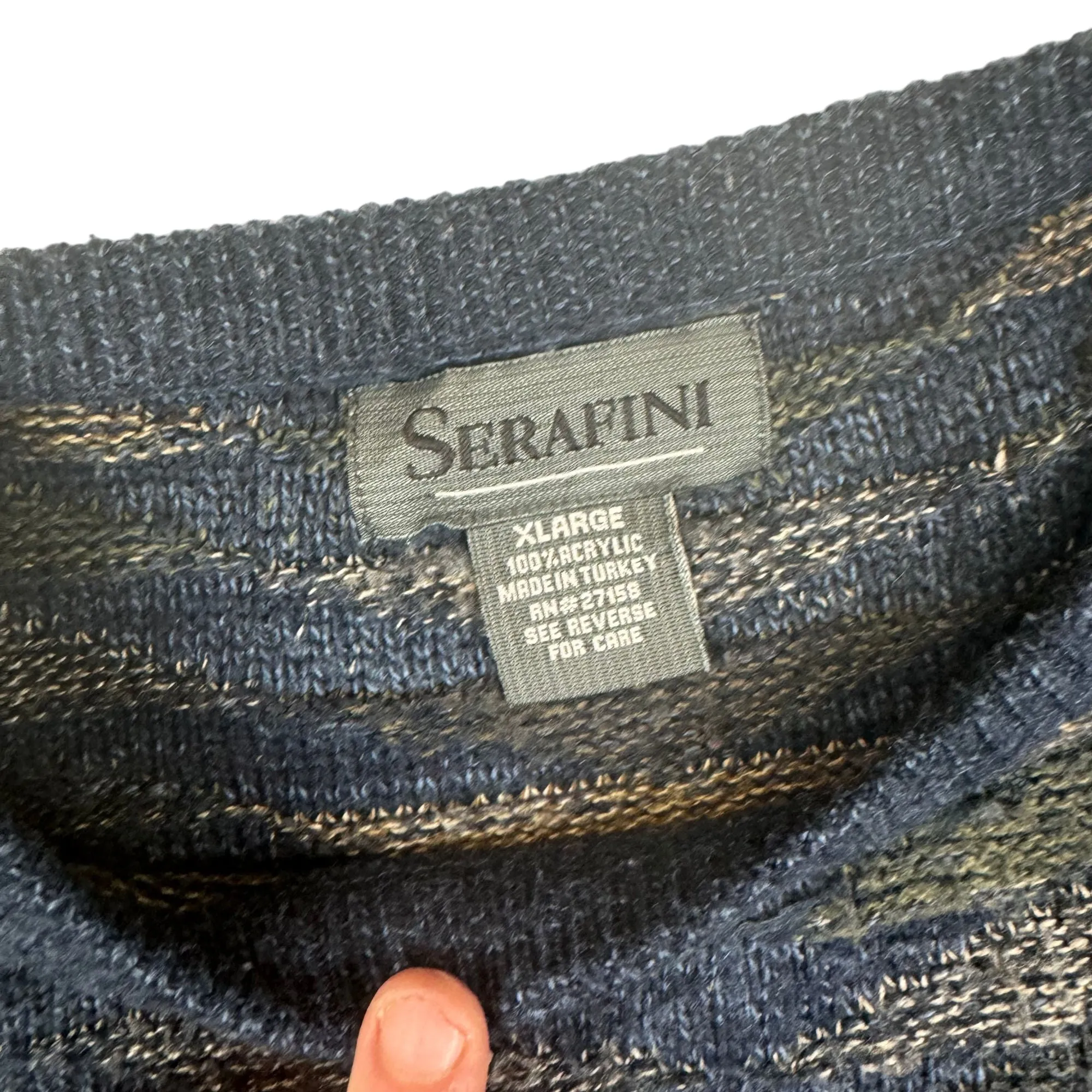 Serafini Knitted Sweater Navy Green Beige