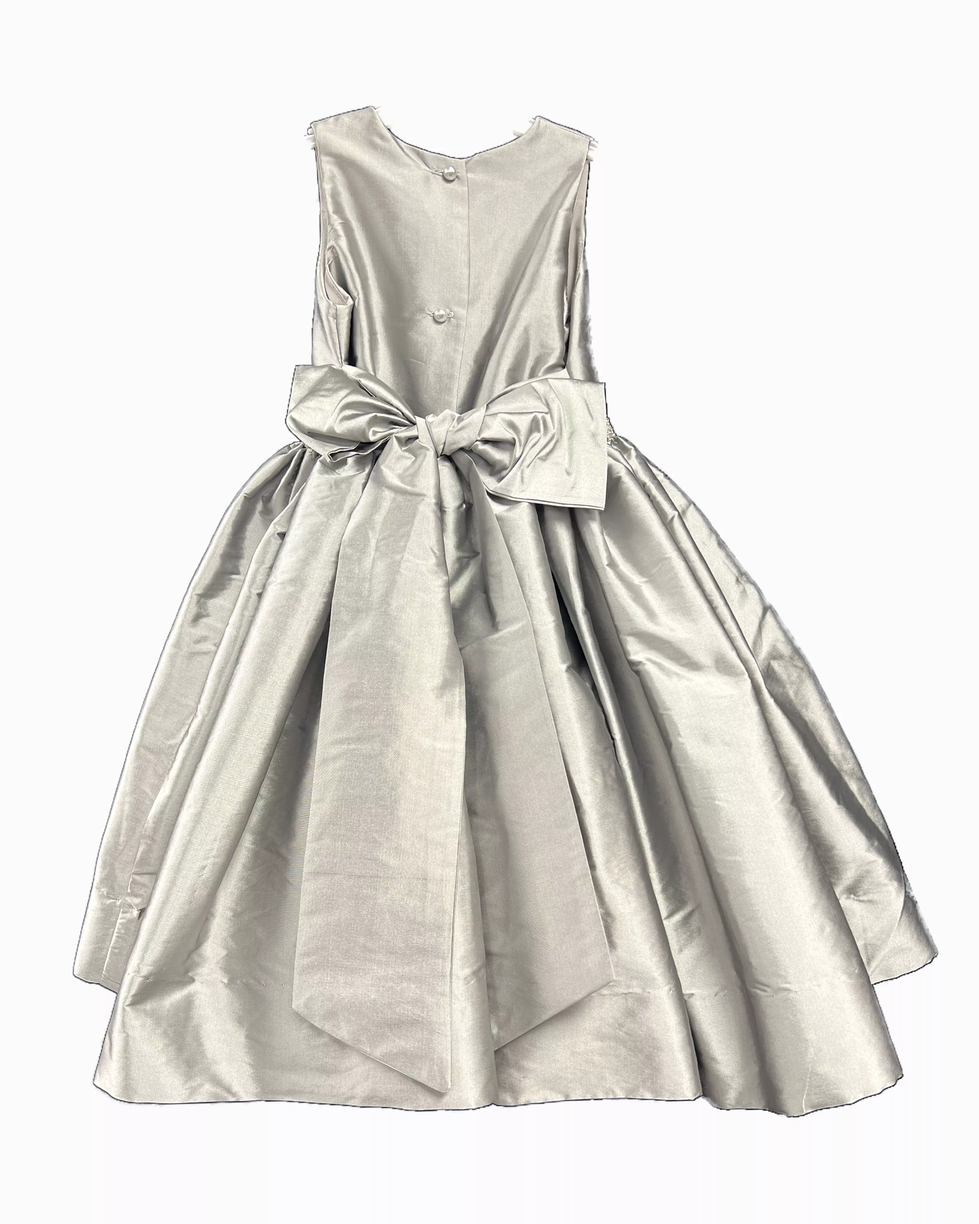 Silver faux silk with sparkle belt dress