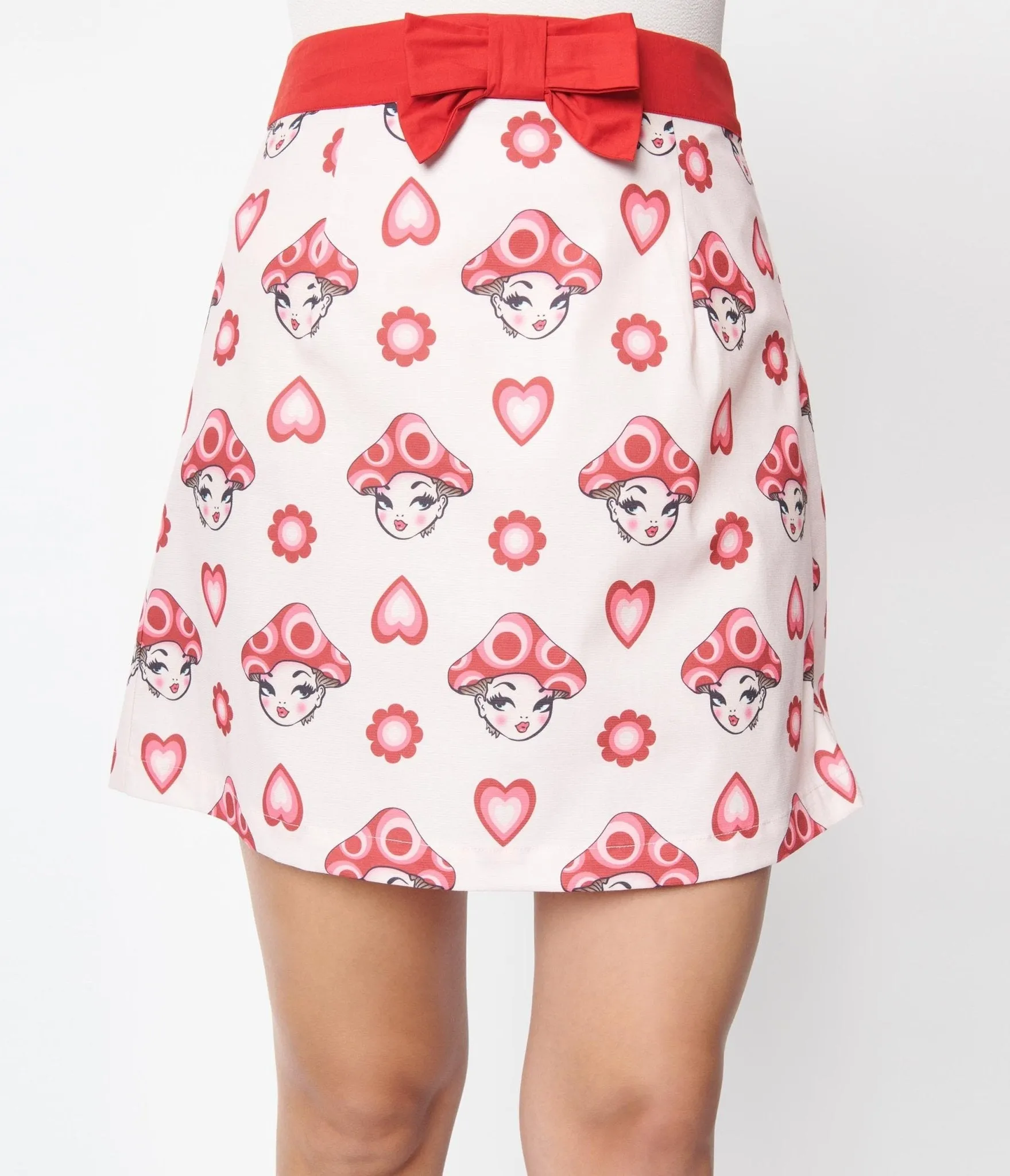 Smak Parlour Pink & Red Madam Mushroom Mod Skirt