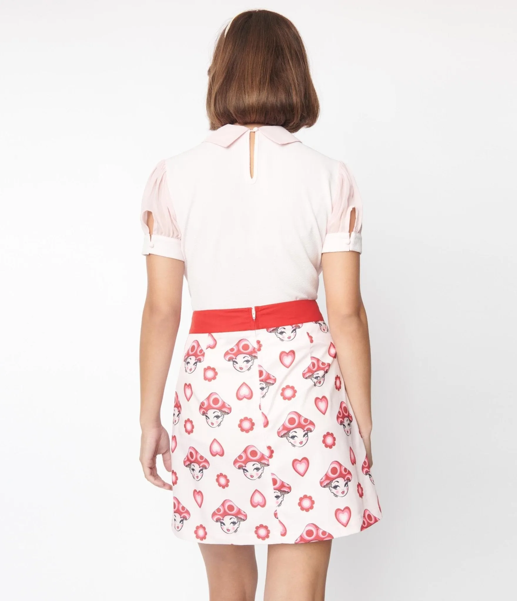 Smak Parlour Pink & Red Madam Mushroom Mod Skirt