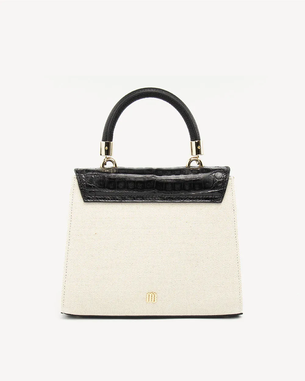 Small Linen Michelle Bag in Black