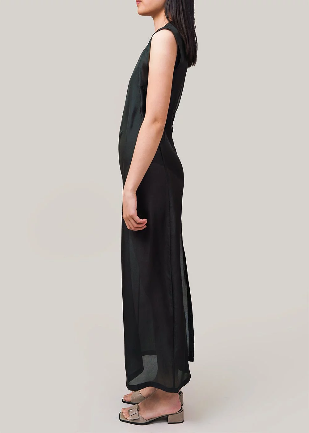 Soot Sheer Silk Gauze Dress