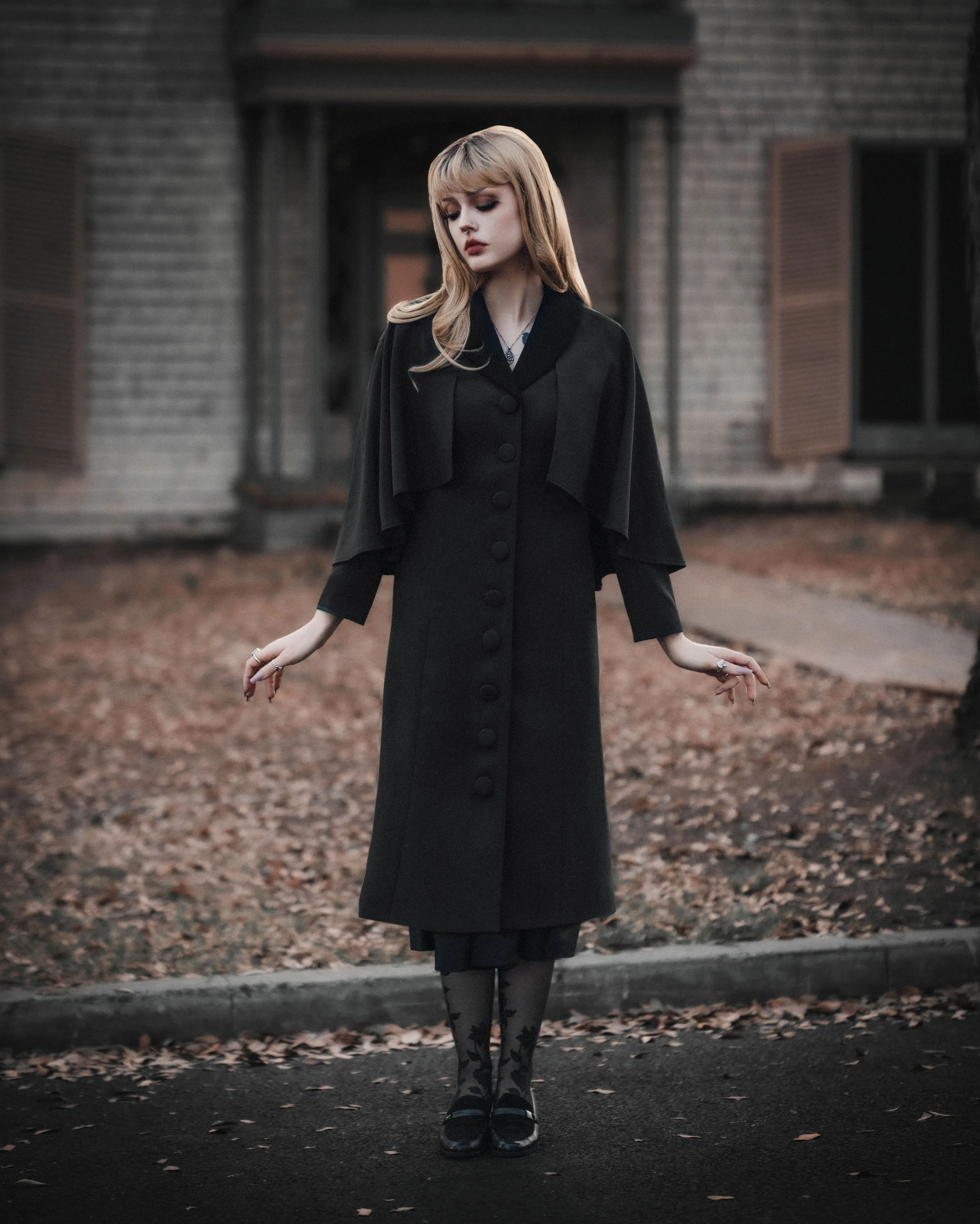 The Full-Length Nevermore Caped Coat