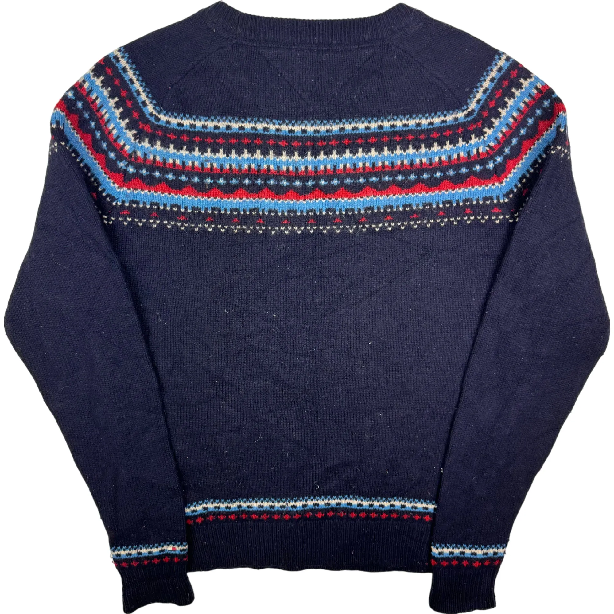 Tommy Hilfiger Patterned Knit Sweater Navy Red