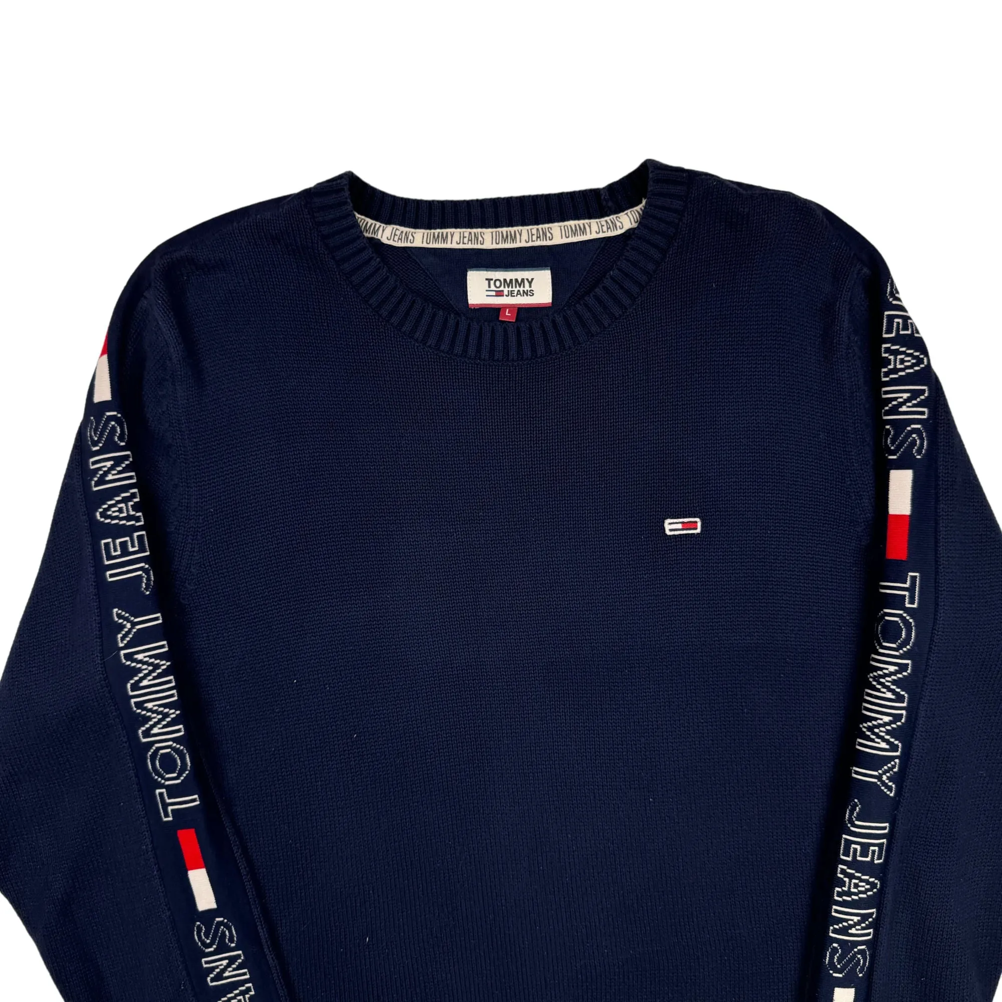 Tommy Jeans Embroidered Logo Knit Sweater Blue