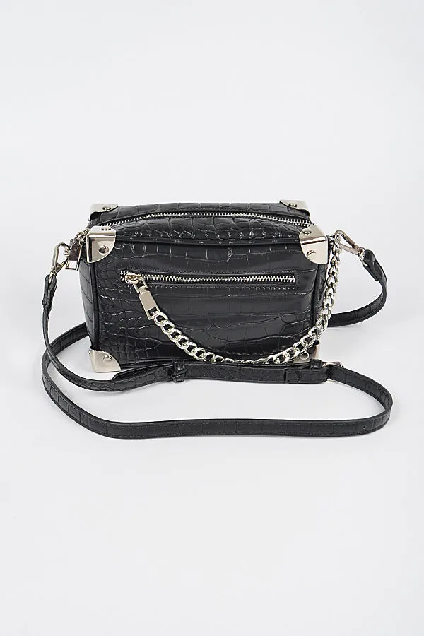 Trunk Cross Body-Blk/Sil Croc