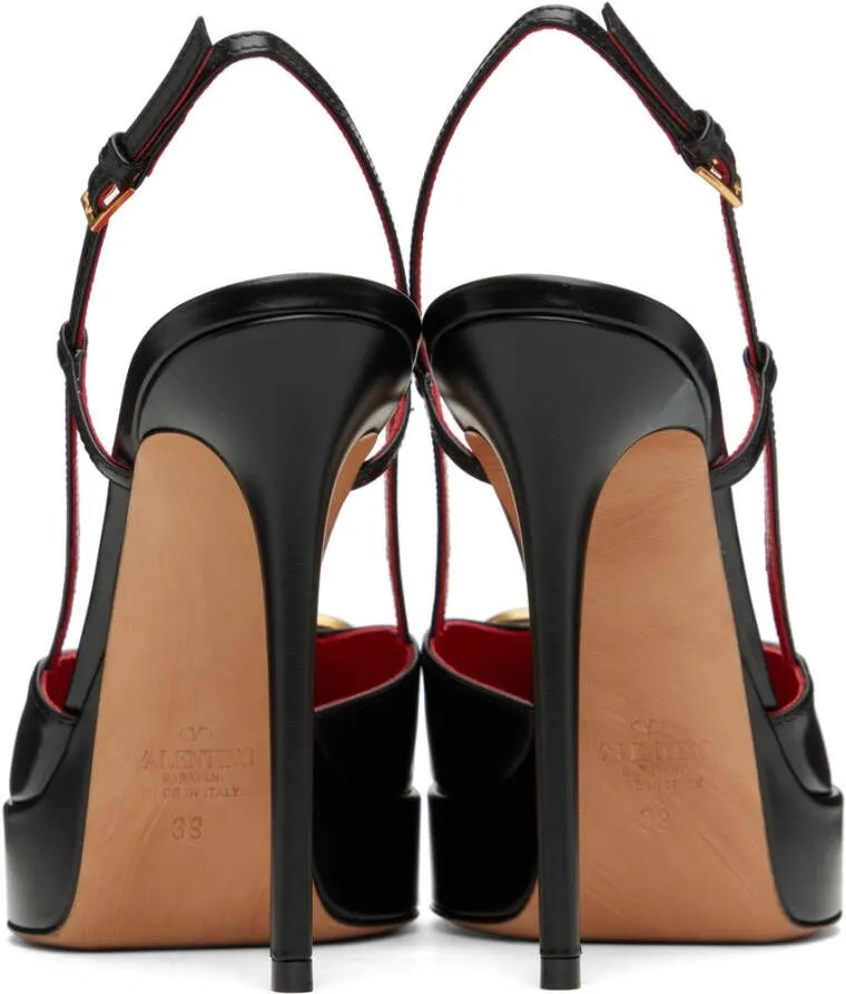 Valentino Garavani Black VLogo Slingback Platform Heels