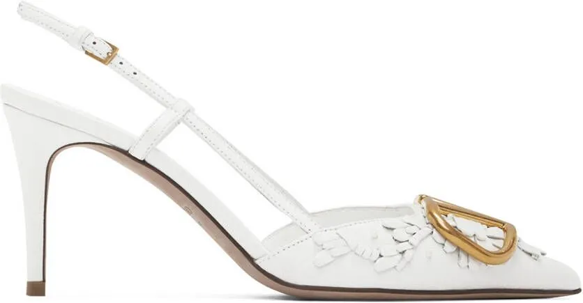 Valentino Garavani White VLogo Signature Slingback Heels