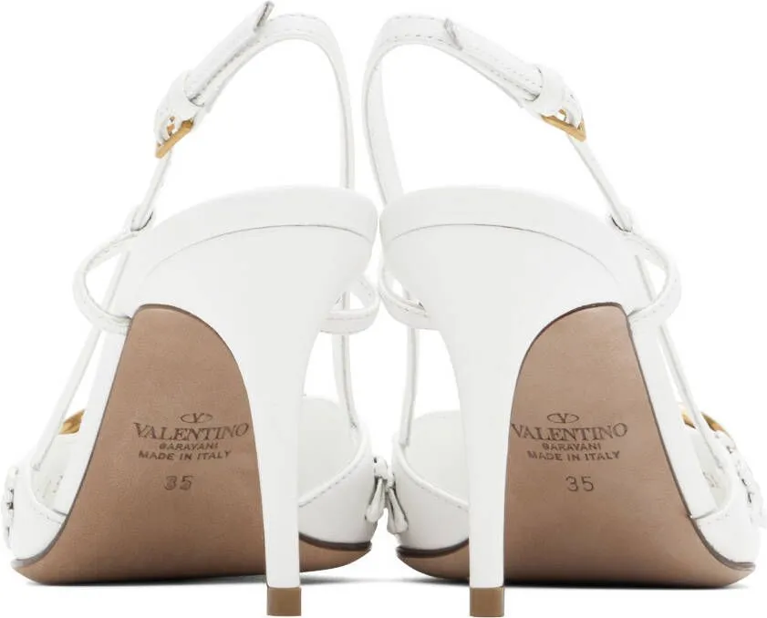 Valentino Garavani White VLogo Signature Slingback Heels