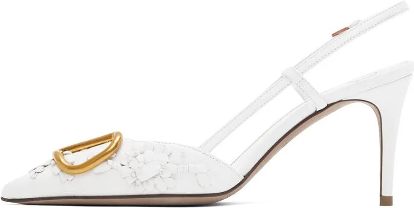 Valentino Garavani White VLogo Signature Slingback Heels