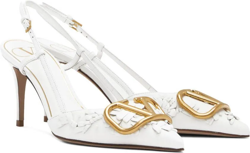 Valentino Garavani White VLogo Signature Slingback Heels