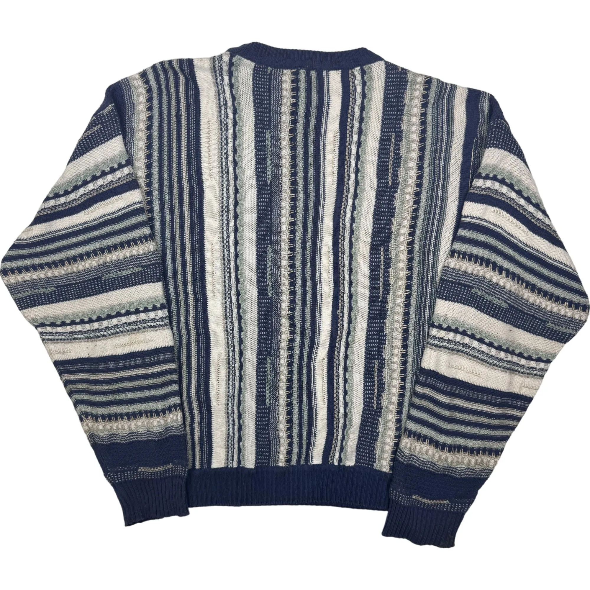 Vicino Coogi Styled Striped Knitted Sweater Blue White