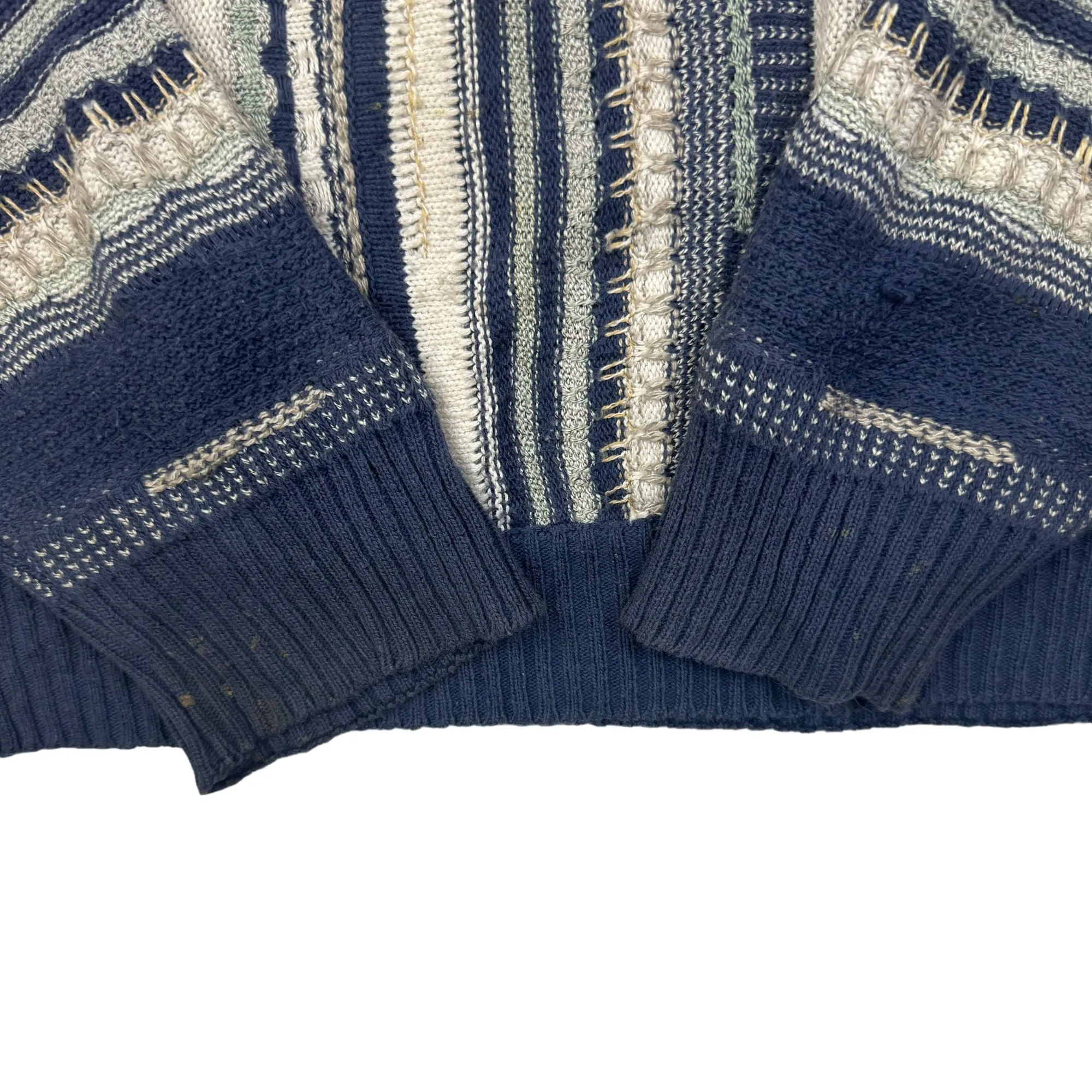 Vicino Coogi Styled Striped Knitted Sweater Blue White