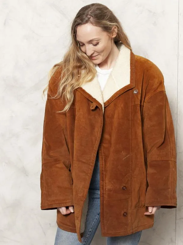 Vintage 70's Brown Women Sherpa Coat