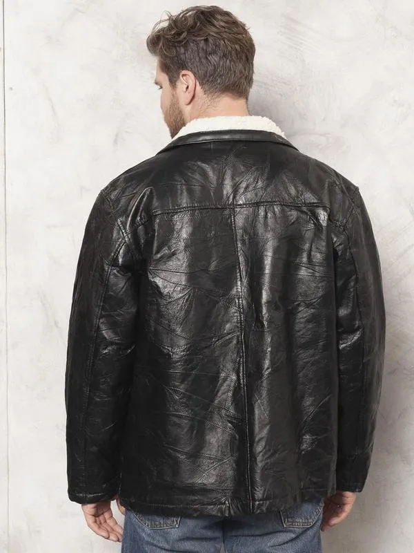 Vintage 80's Men Patchwork Leather Coat