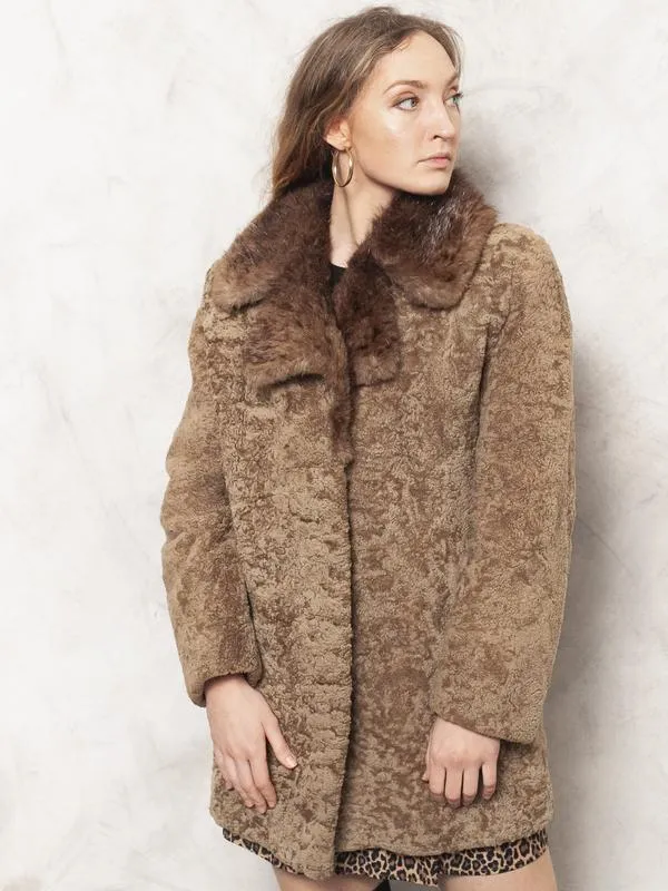 Vintage 80's Women Brown Fur Coat