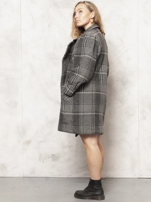 Vintage 80's Women Plaid Wool Coat