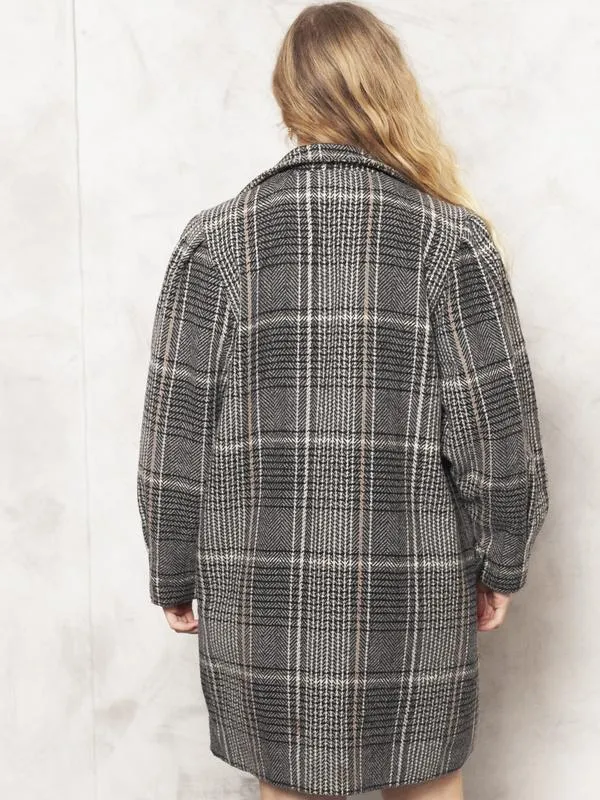 Vintage 80's Women Plaid Wool Coat