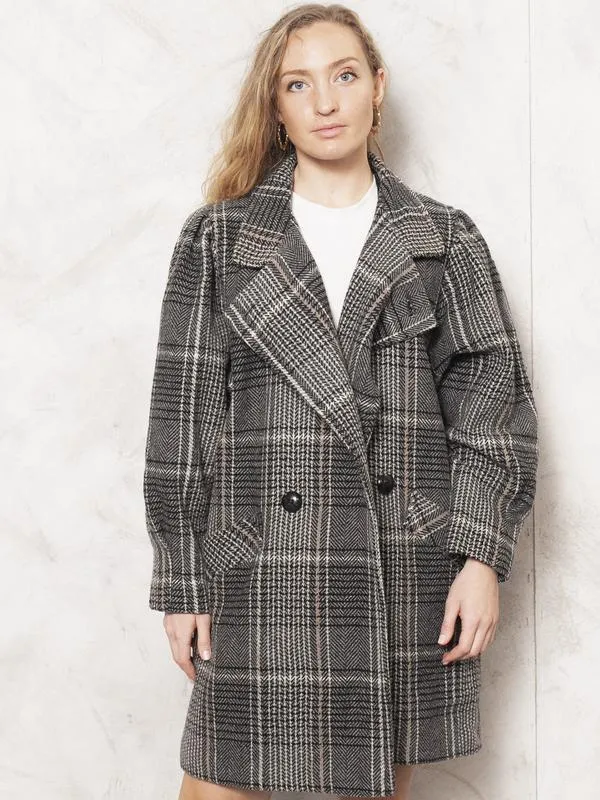 Vintage 80's Women Plaid Wool Coat