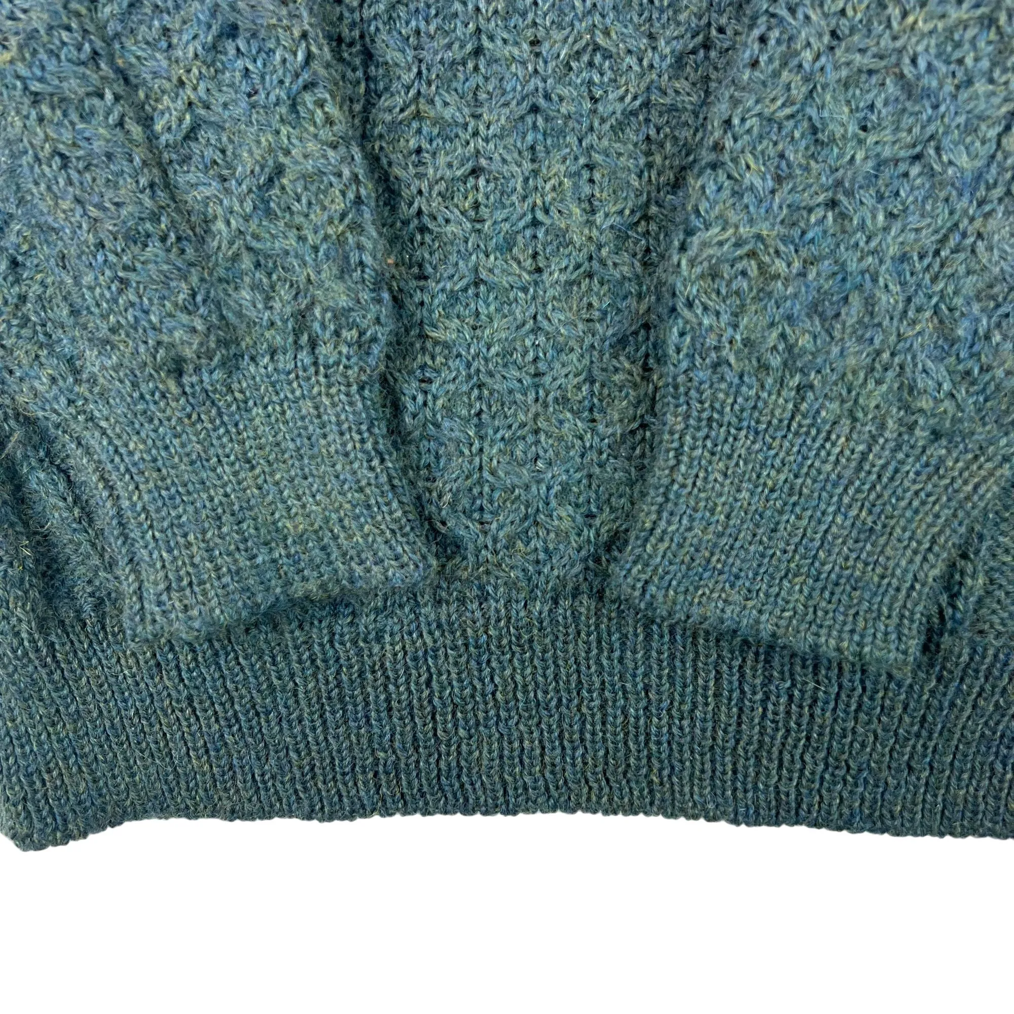 Vintage Aran Crafts 80s Cable Knit Wool Sweater Green