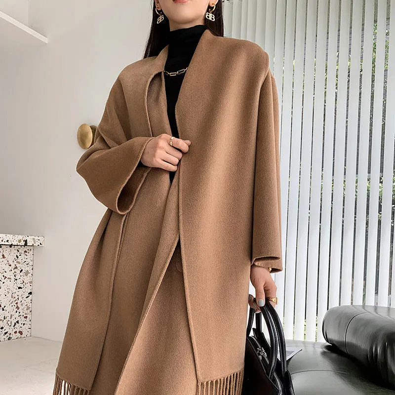 Wool Coat With Scarf