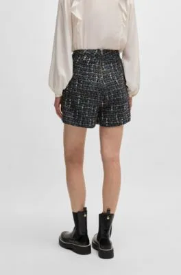 Wrap-front regular-fit skort in multicoloured tweed